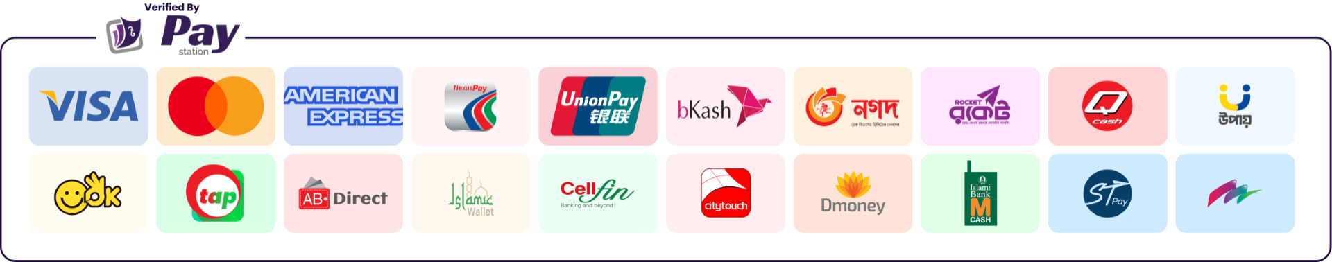 Accepted payment methods — Visa, Mastercard, bKash, Nagad and more